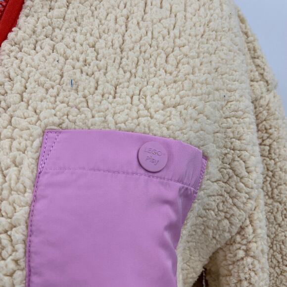 Lego Sweater Women S Small Cream Peony Target Sherpa Full Zip Mock Pocket Jacket - Picture 5 of 15